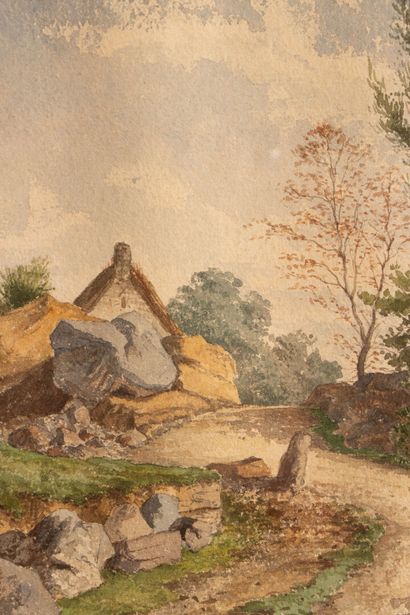 Ecole Française XIX° Paysage de campagne....