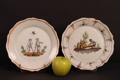 NEVERS fin XVIII°:
Assiette à décor d'amours...