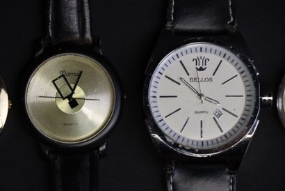 Sept montres à larges cadrans. 
Geo time,...
