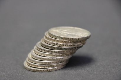 Ensemble de 10 pièces de 5 francs argent...