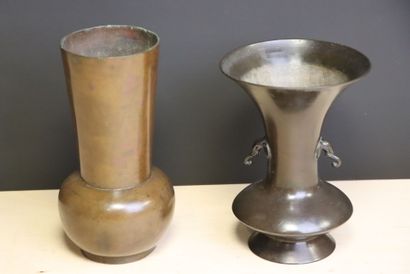 ASIE XX° Deux vases en bronze patiné
H.20...