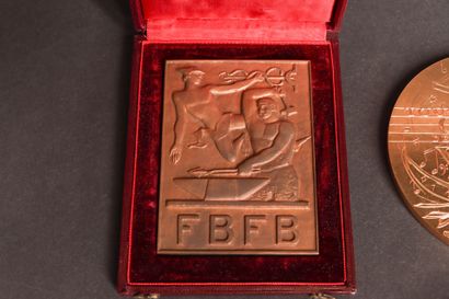 Lot de médailles en bronze et cachets en...