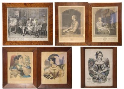 Lot de six gravures. 
30 x 36 cm, 42 x 30...