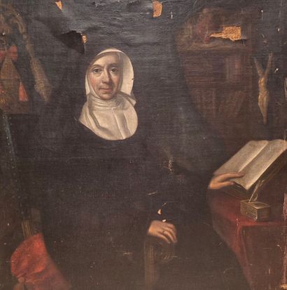 Ecole Française XVII°
Saint scholastique,...