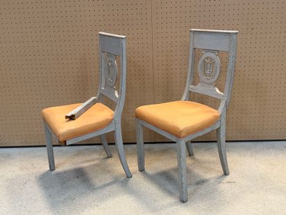 Suite de quatre chaises Directoire. 
H. :...