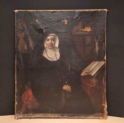 Ecole Française XVII°
Saint scholastique,...
