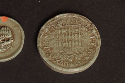 Lot de médailles en bronze et cachets en...
