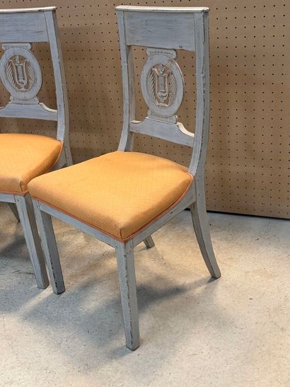 Suite de quatre chaises Directoire. 
H. :...