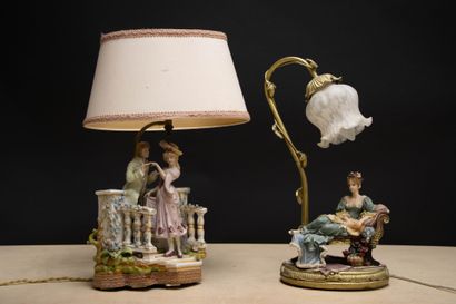 Deux lampes de salons en faïence et en résine.
H....