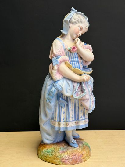 Jeune fille. 
Sculpture en résine. 
H. :42...