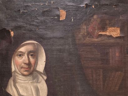 Ecole Française XVII°
Saint scholastique,...