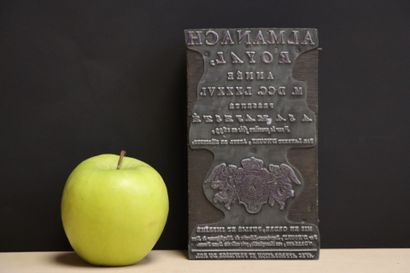 Plaque d'impression d'Almanach Royal Année...