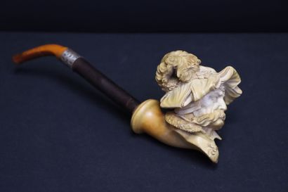 Pipe en écume de mer, figurant un homme à...
