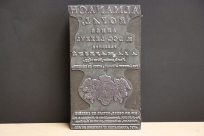 Plaque d'impression d'Almanach Royal Année...