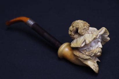 Pipe en écume de mer, figurant un homme à...