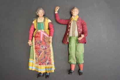 Deux santons napolitains en terre cuite....
