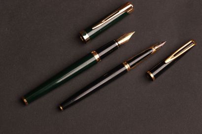 Waterman. 
Deux stylos plume. 
L. :14 cm...