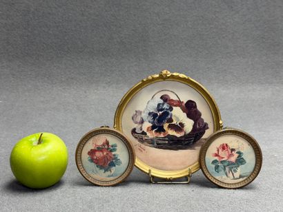 Trois petites aquarelles des années 30 en...