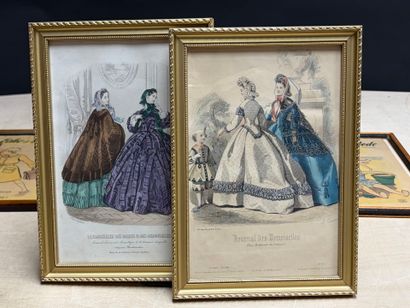 Lot de cinq gravures de mode XIX° et XX°
Cadres...