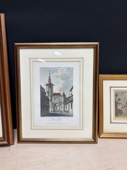 AUXERRE: ensemble de trois gravures en couleur...