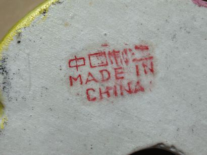 Paire de chien de Fô et bouddha rieur en...