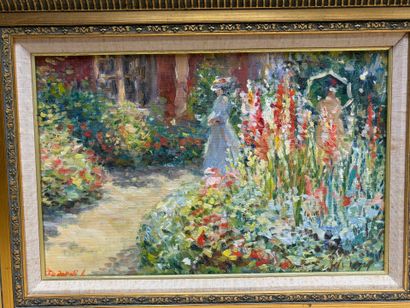 Ecole russe des années 1990:
Femme au jardin
Huile...