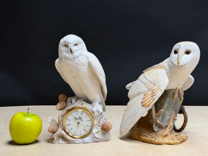 Deux chouettes en biscuit
H. :24 cm et 26...