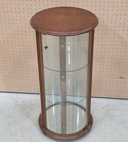 Vitrine sellette ronde en bois et verre
H:...