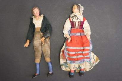 Deux santons napolitains en terre cuite....