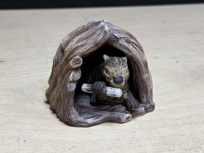 FRANKLIN Neuf statuettes animalieres en porcelaine....