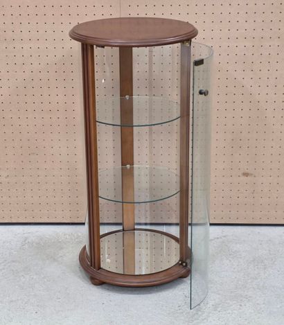Vitrine sellette ronde en bois et verre
H:...
