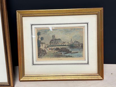AUXERRE: ensemble de trois gravures en couleur...