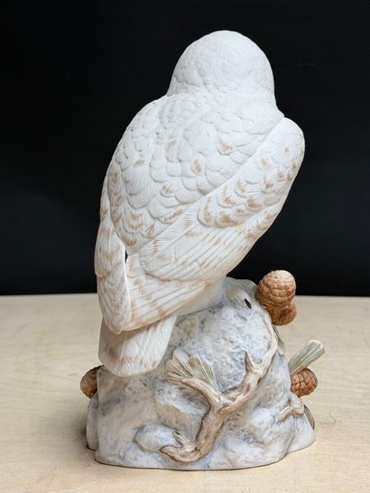 Deux chouettes en biscuit
H. :24 cm et 26...