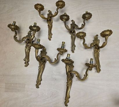 Ensemble de dix appliques en bronze de style...