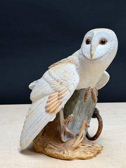 Deux chouettes en biscuit
H. :24 cm et 26...