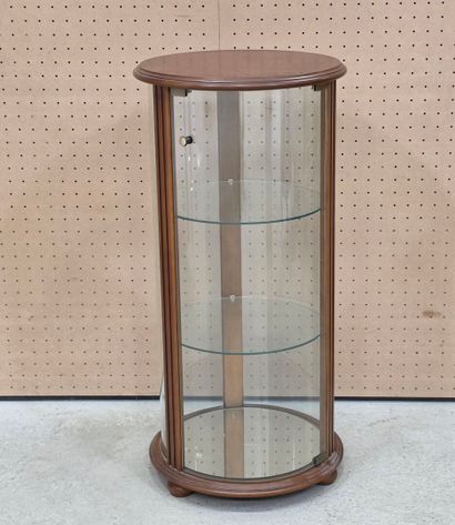 Vitrine sellette ronde en bois et verre
H:...