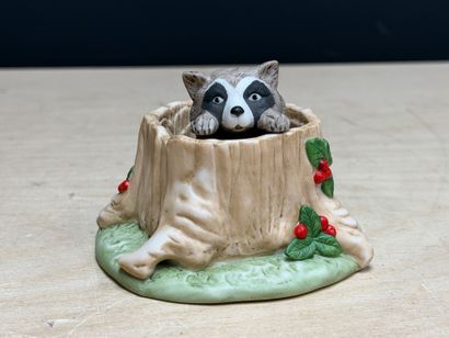 FRANKLIN Neuf statuettes animalieres en porcelaine....