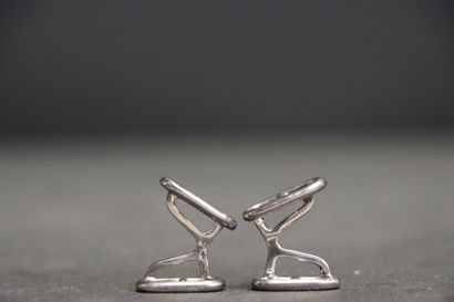 HERMÈS
Pair of silver cufflinks with a marine-mesh...