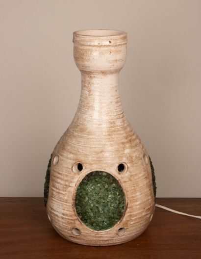 ACCOLAY.
Stoneware lamp with beige glaze,...