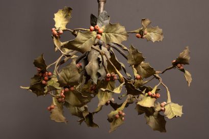 Chandelier in bronze and patinated brass...