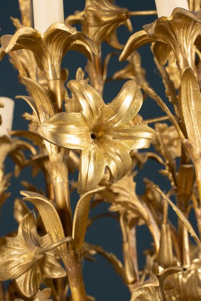 Pair of large marble, gilded bronze, and...