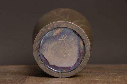 MONTIÈRES 
Ceramic baluster vase with iridescent...
