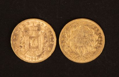 Two 20-franc Napoleon III gold coins
12.85...