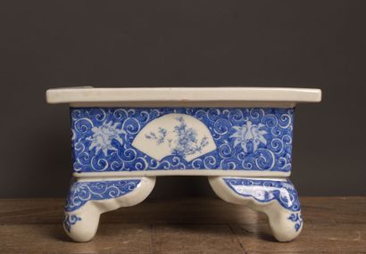 Quadrangular porcelain bonsai planter with...