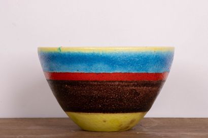 Guido GAMBONE (1909-1969) 
Ceramic bowl richly...