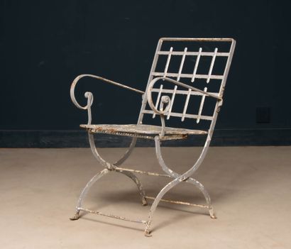 Folding garden chair made of woven iron and...