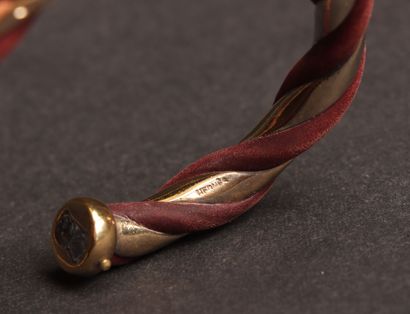 HERMÈS 
Silver plated metal bangle with twisted...