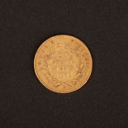 Napoleon III 20-franc gold coin, bare head,...