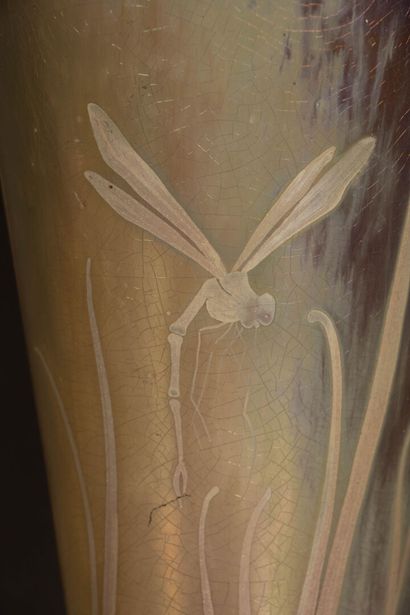 MONTIÈRES 
Ceramic baluster vase with iridescent...