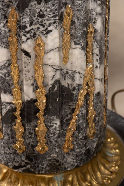 Pair of large marble, gilded bronze, and...